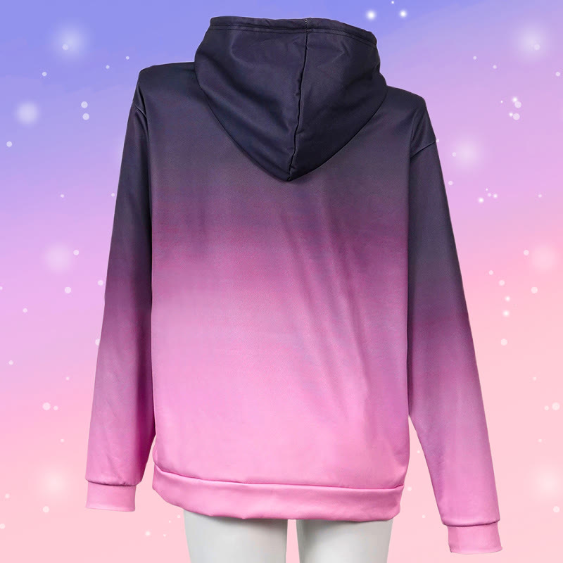 Modakawa Kapuzenpullover mit Farbverlauf und Katzenmotiv (Buchstabenprint) - image 6