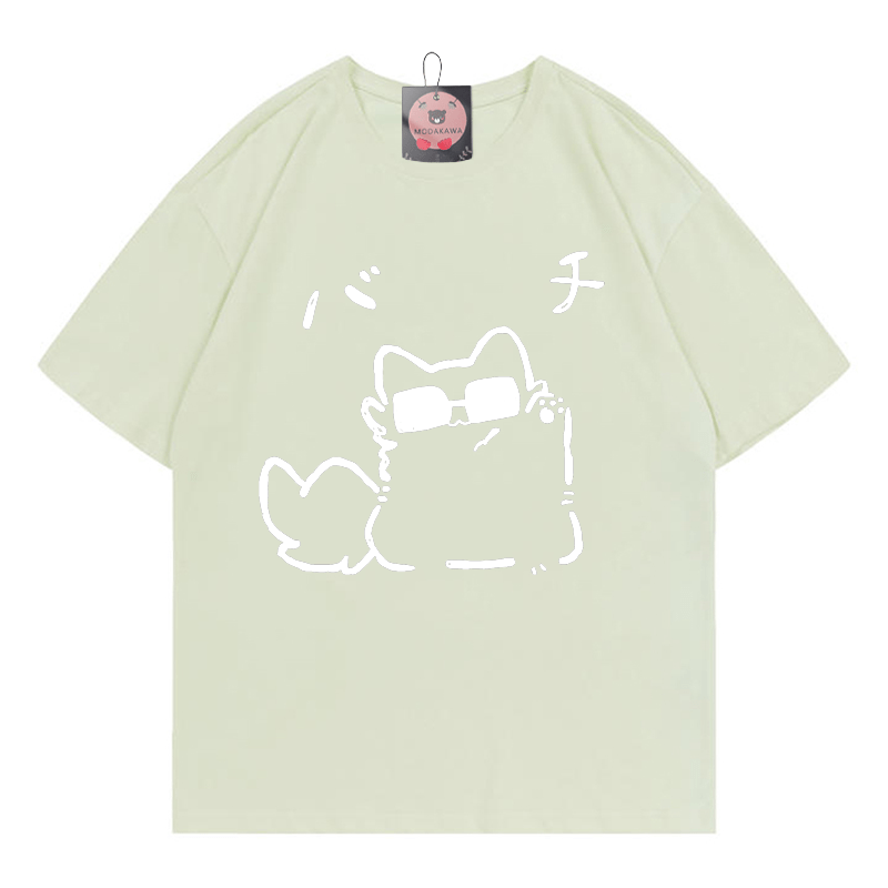 T-Shirt mit Brillen-Kitty-Print - Green - 5XL - image 4