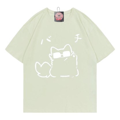 T-Shirt mit Brillen-Kitty-Print - Green - 5XL - image 4