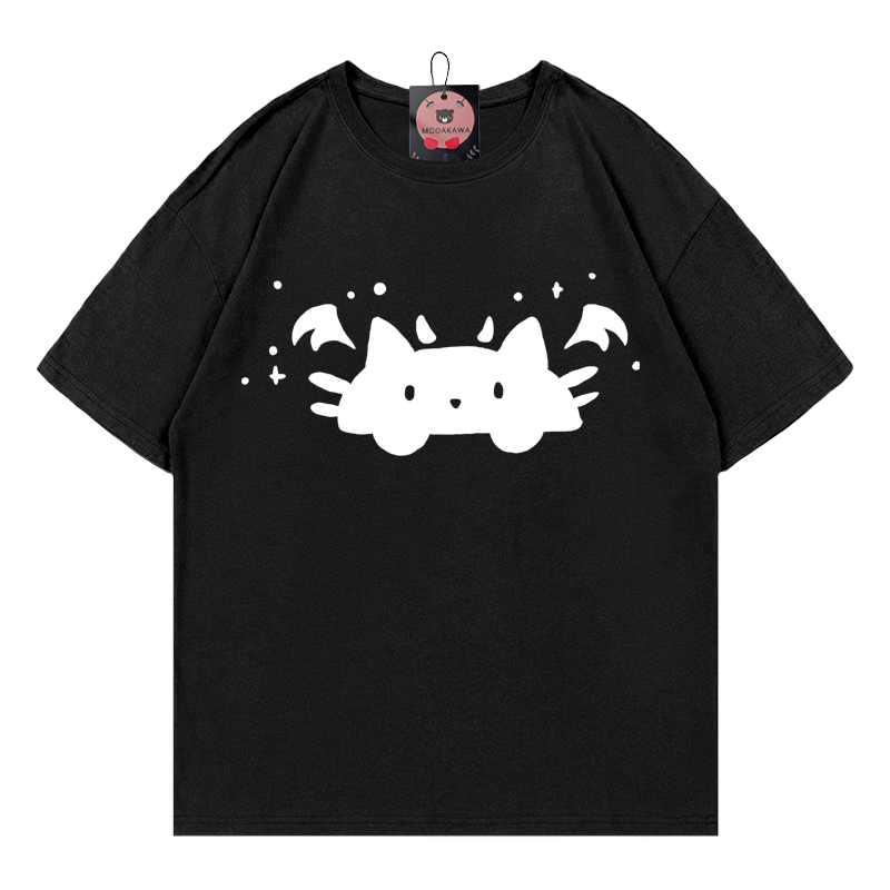 T-Shirt mit Teufelskatzen-Print - Black - 5XL - image 2