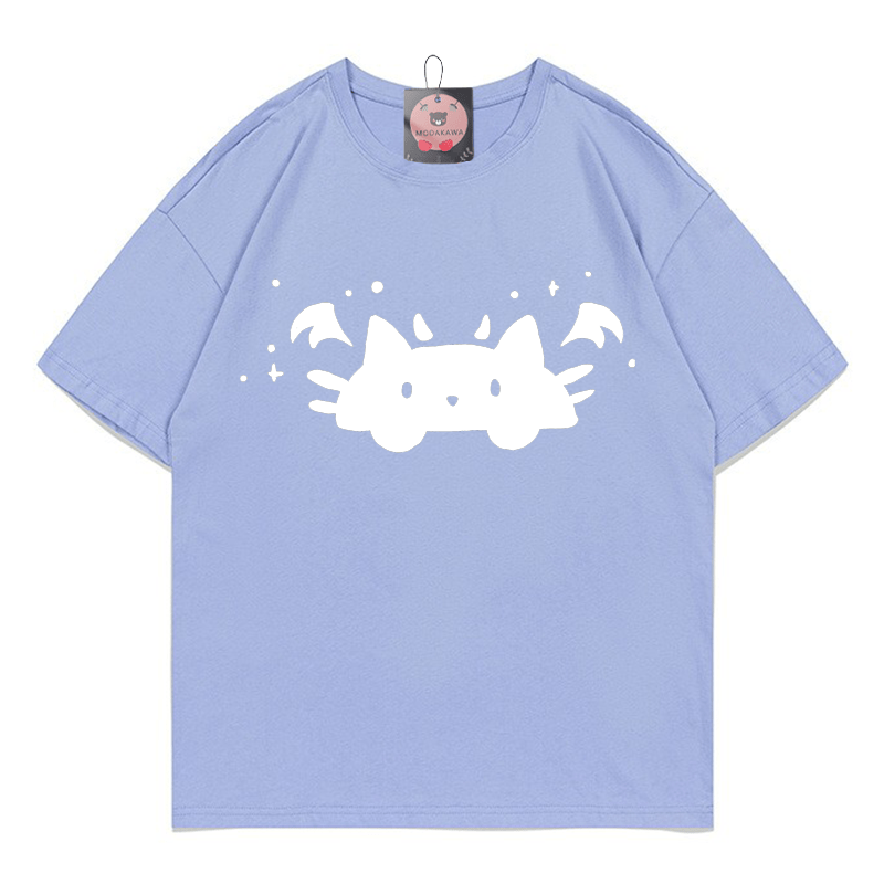 T-Shirt mit Teufelskatzen-Print - Lavender Blue - 5XL - image 5