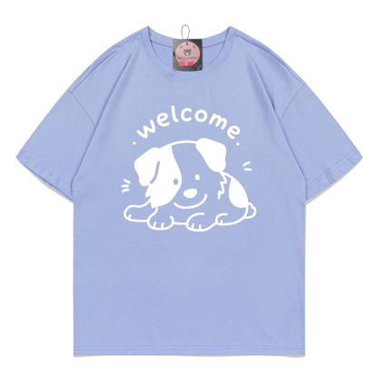 WILLKOMMEN Welpen-Print-T-Shirt - Lavender Blue - 5XL - image 5