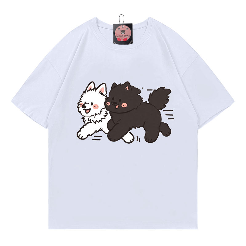 T-Shirt mit Welpenaufdruck - White - 5XL - image 1