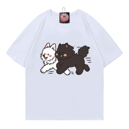 T-Shirt mit Welpenaufdruck - White - 5XL - image 1
