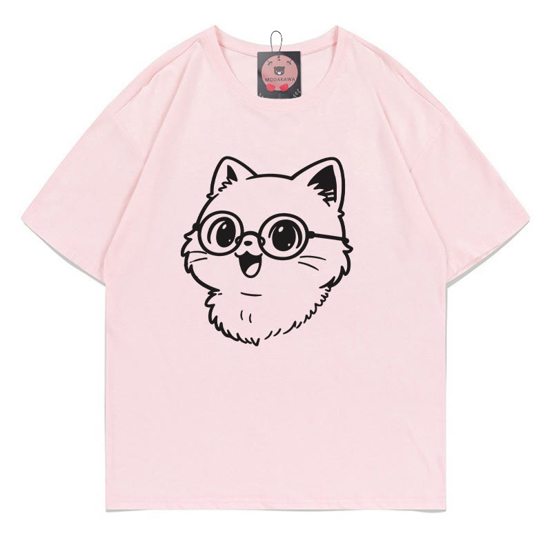 T-Shirt mit Brillen-Kitty-Print - Pink - 5XL - image 2
