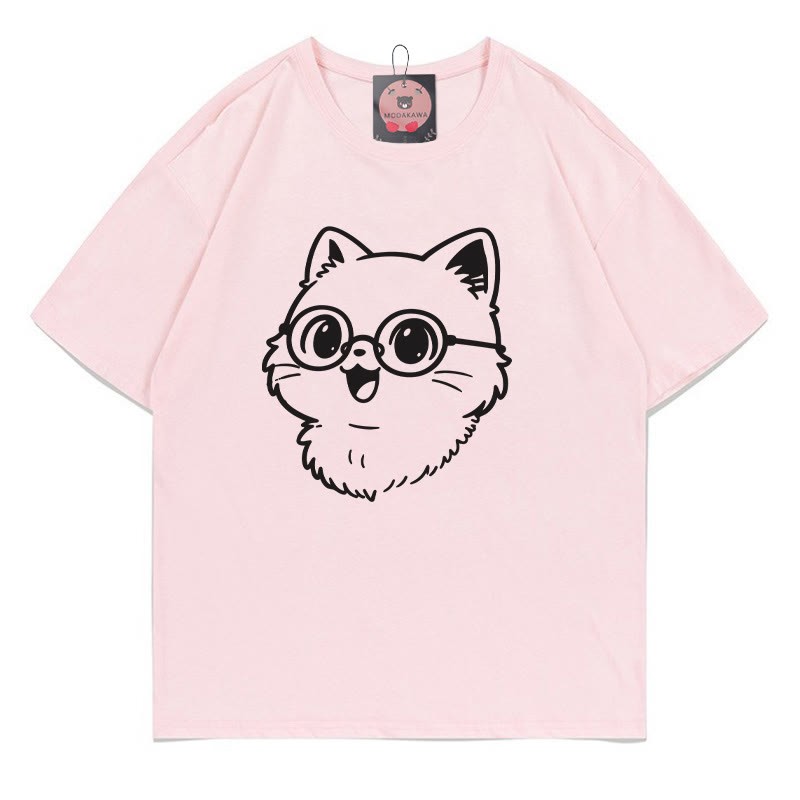 T-Shirt mit Brillen-Kitty-Print - Pink - 5XL - image 2