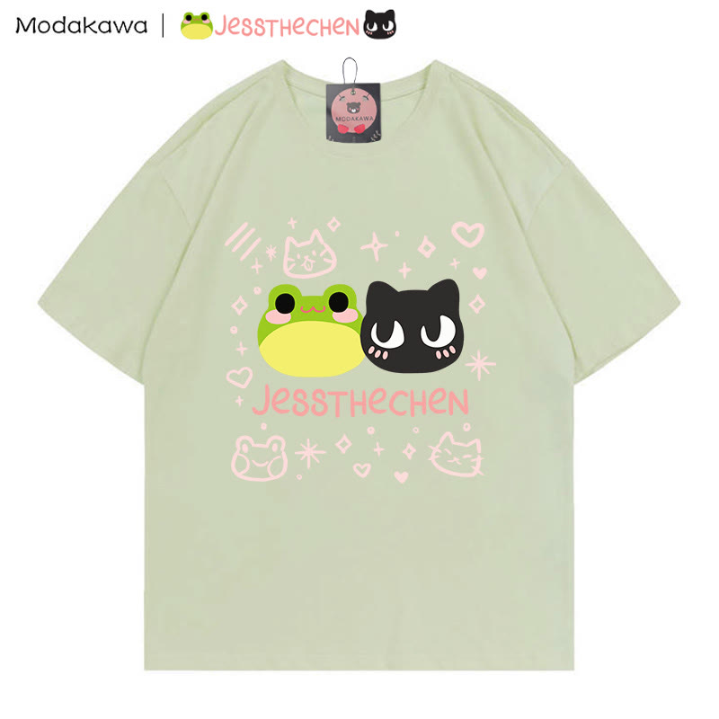 MODAKAWA X jessthechen Frosch-Kätzchen-Print T-Shirt - Green - 5XL - image 4