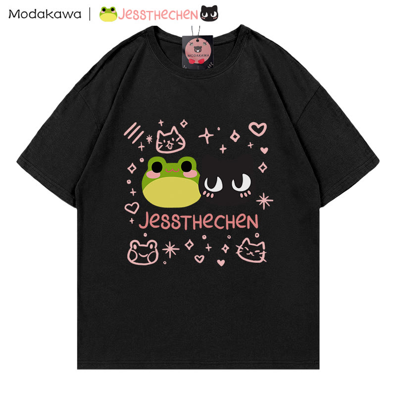 MODAKAWA X jessthechen Frosch-Kätzchen-Print T-Shirt - Black - 5XL - image 1