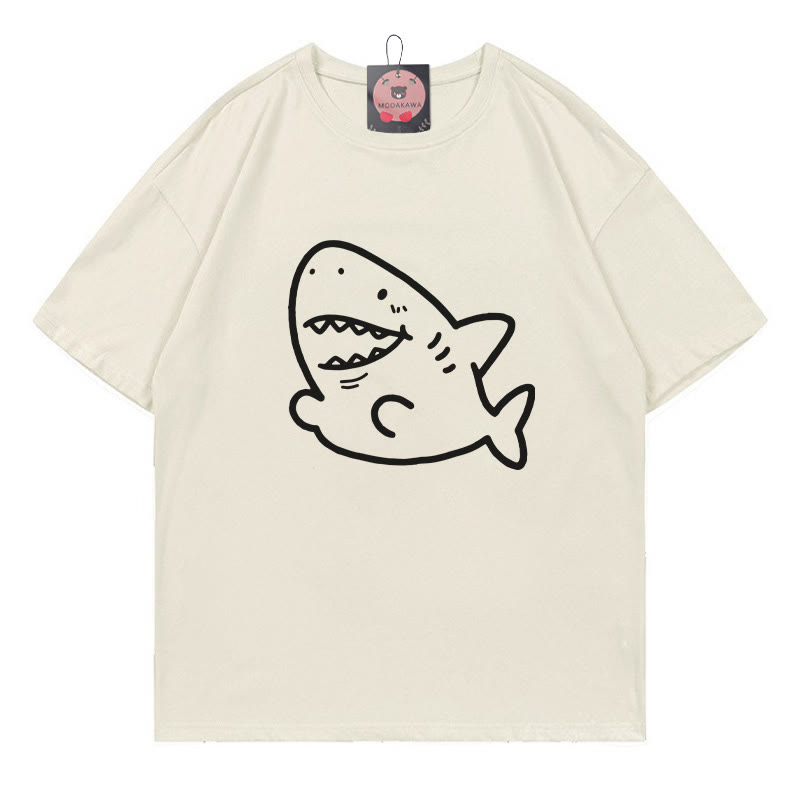 Modakawa T-Shirt mit Hai-Print - Beige - 5XL - image 2