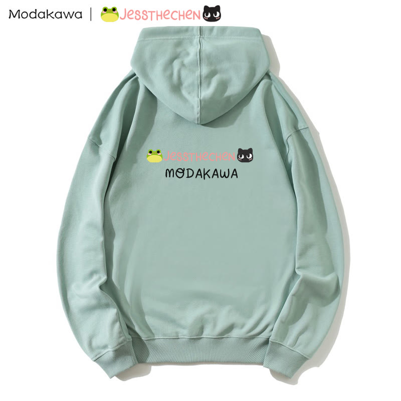 MODAKAWA X jessthechen Lockerer Hoodie mit Blumen- und Kätzchen-Print - image 2