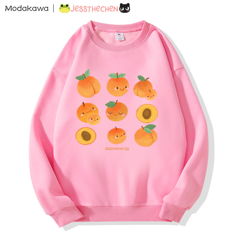 MODAKAWA X jessthechen Sweatshirt mit Pfirsichprint und Rundhalsausschnitt - Pink - 5XL - image 3