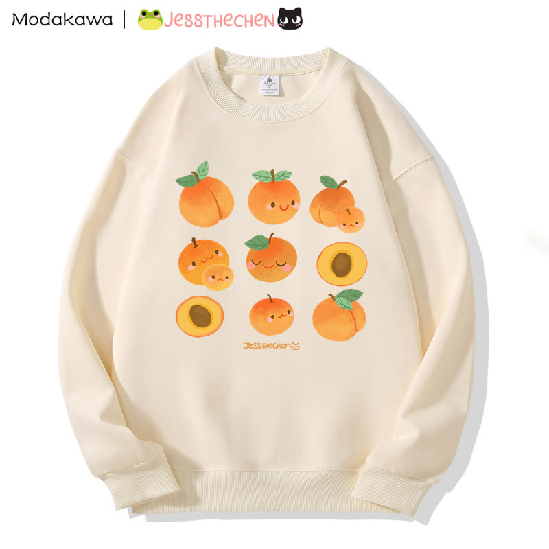 MODAKAWA X jessthechen Sweatshirt mit Pfirsichprint und Rundhalsausschnitt - Apricot - 5XL - image 1