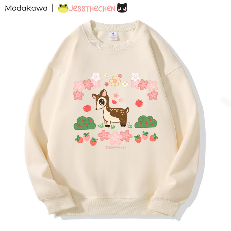 MODAKAWA X jessthechen Baby Deer Print Rundhals-Sweatshirt - Apricot - 5XL - image 2
