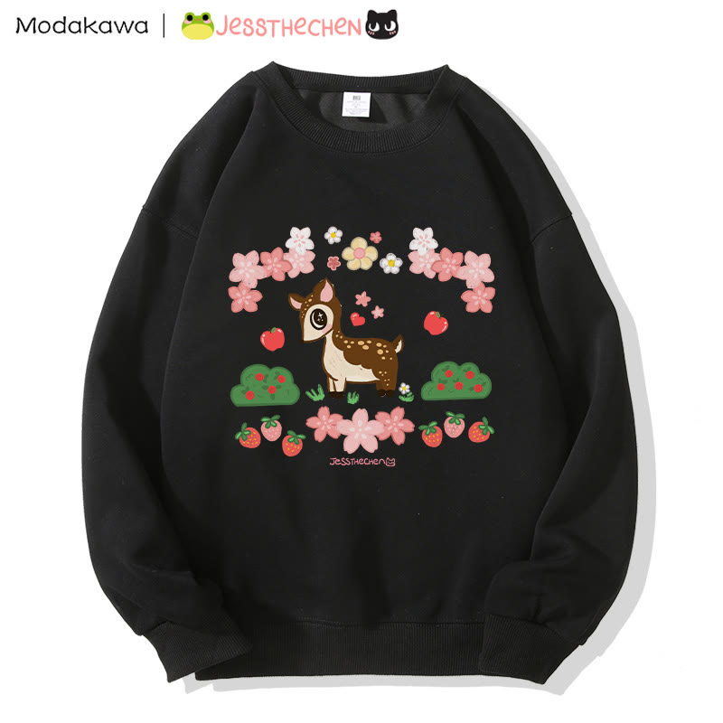 MODAKAWA X jessthechen Baby Deer Print Rundhals-Sweatshirt - Black - 5XL - image 1