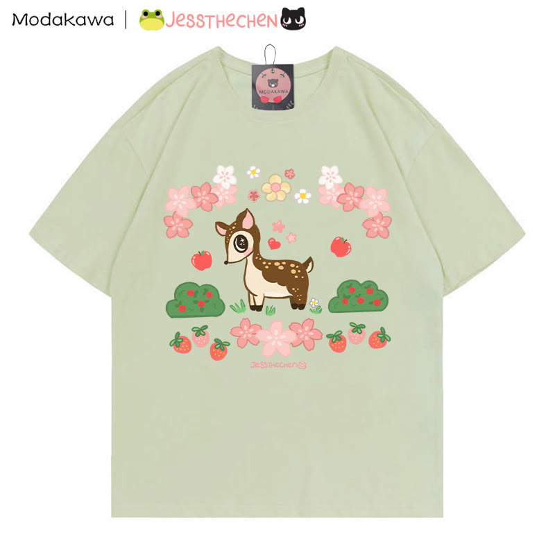 MODAKAWA X jessthechen Baby Deer Print T-Shirt - Green - 5XL - image 2