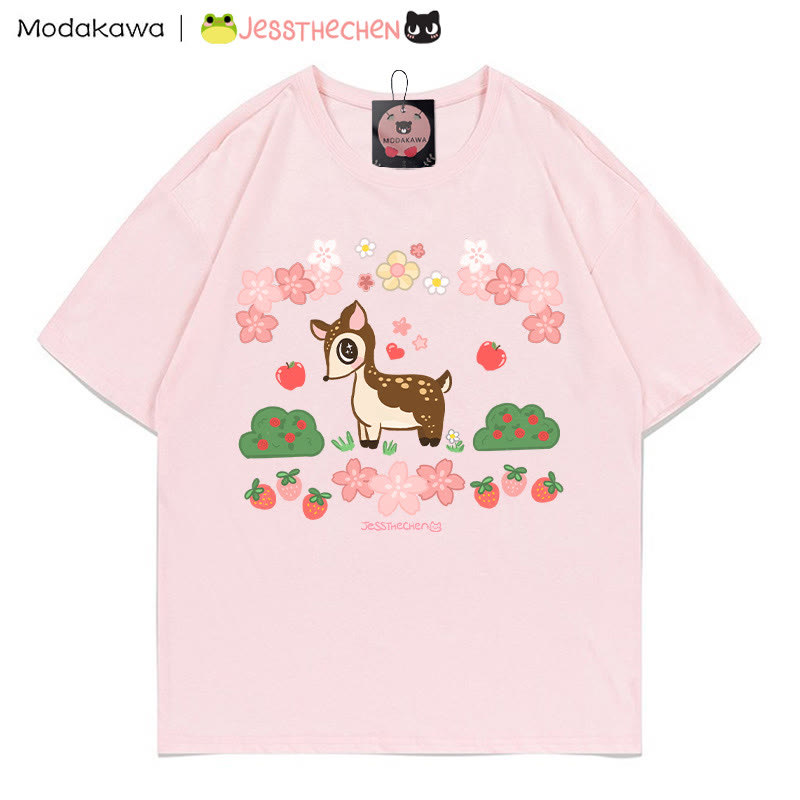 MODAKAWA X jessthechen Baby Deer Print T-Shirt - Pink - 5XL - image 1