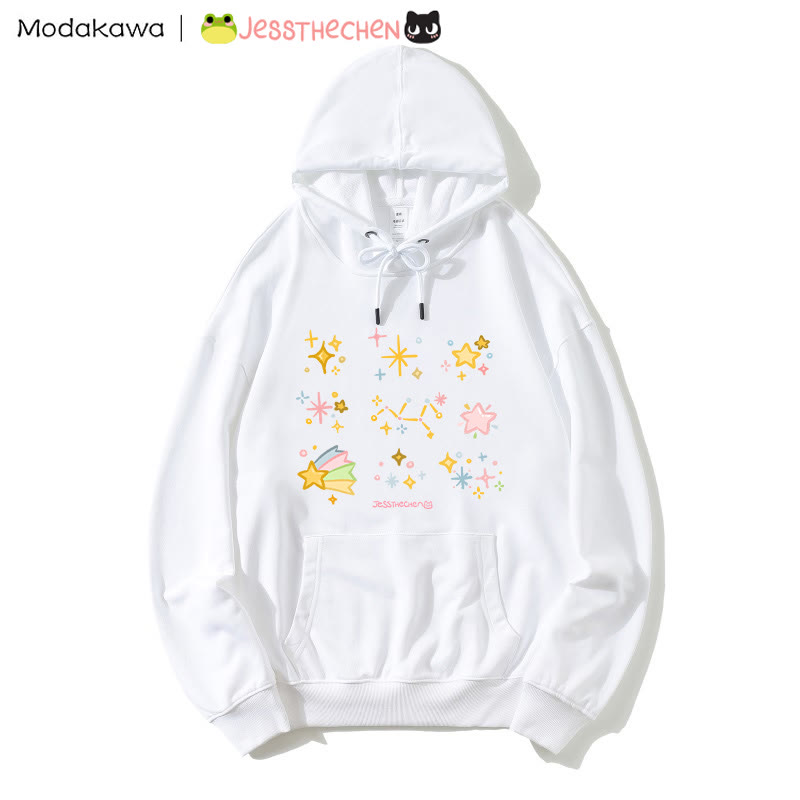 MODAKAWA X jessthechen – Lockerer Hoodie mit Sternenmuster - White - 5XL - image 2