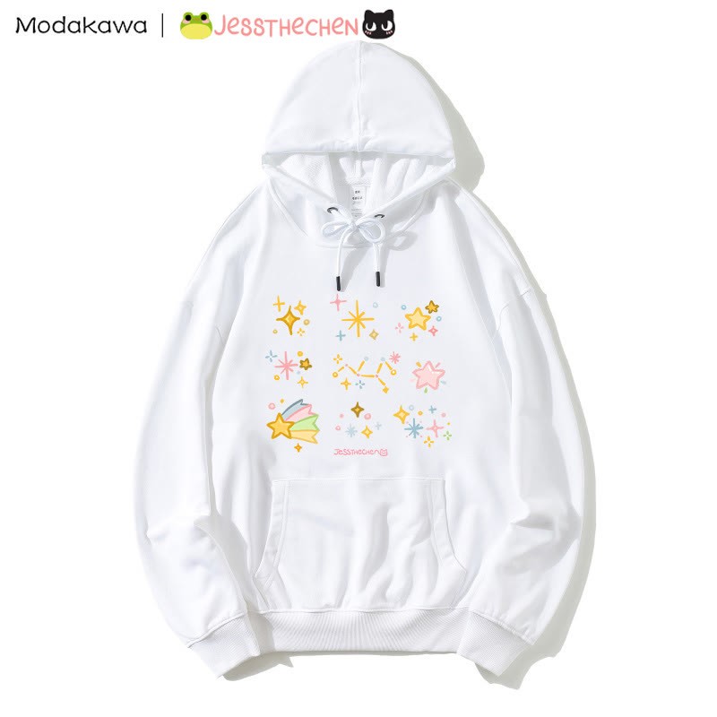 MODAKAWA X jessthechen – Lockerer Hoodie mit Sternenmuster - White - 5XL - image 2