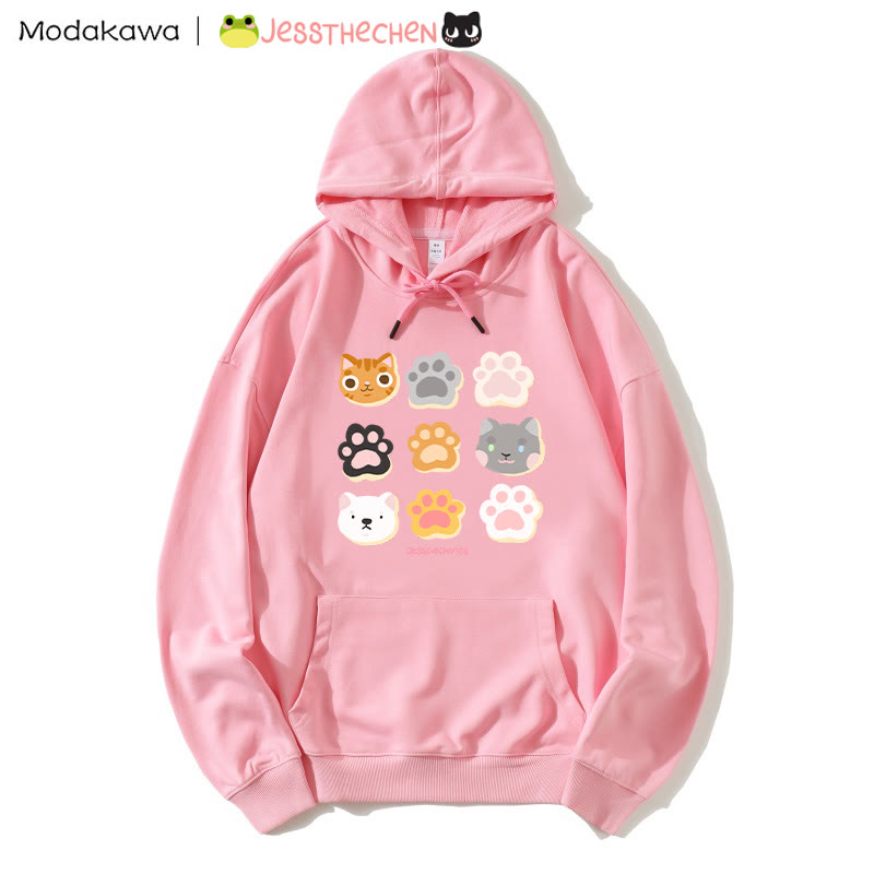 MODAKAWA X jessthechen Lockerer Kapuzenpullover mit Kätzchen-Pfotenabdruck - Pink - 5XL - image 1