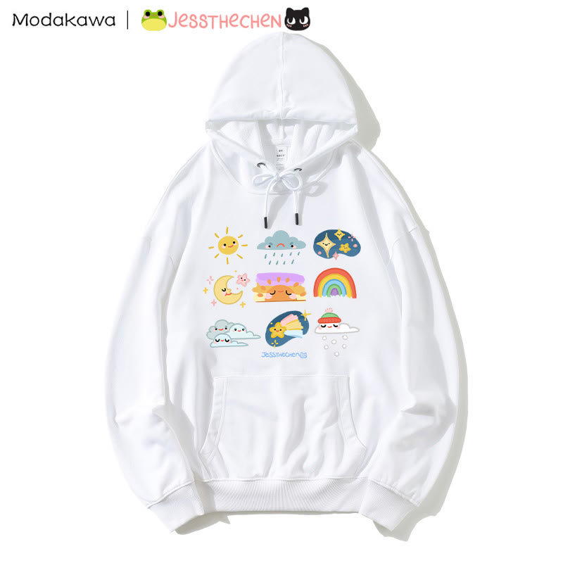 MODAKAWA X jessthechen – Lockerer Hoodie mit „Weather“-Print - White - 5XL - image 3