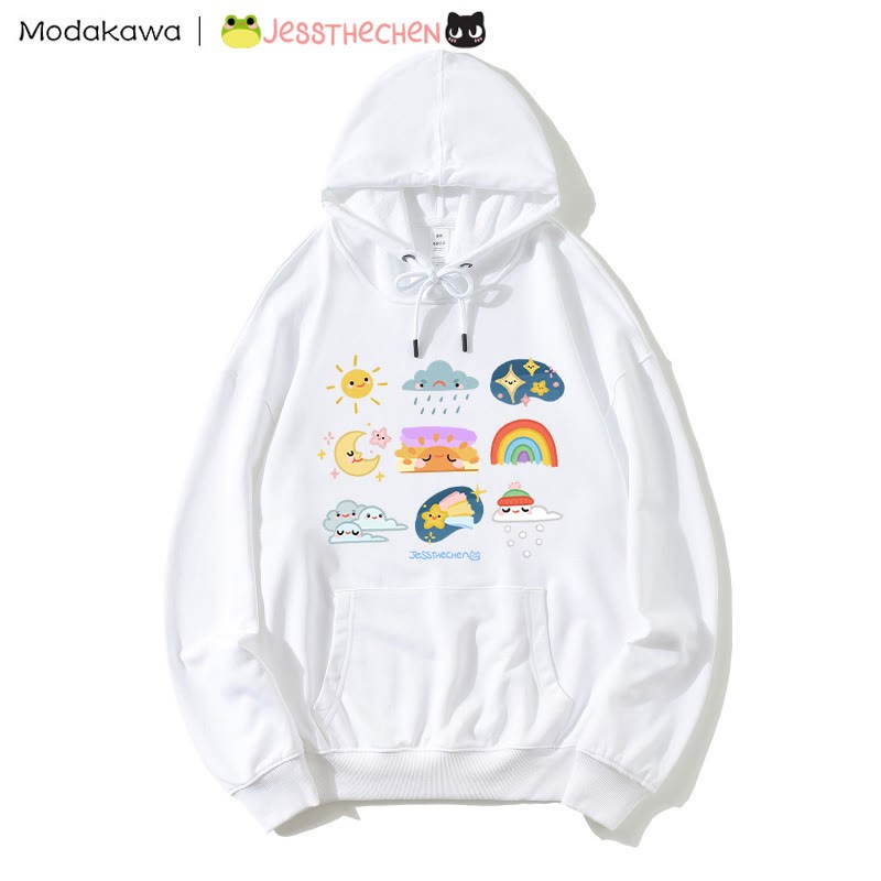MODAKAWA X jessthechen – Lockerer Hoodie mit „Weather“-Print - White - 5XL - image 3