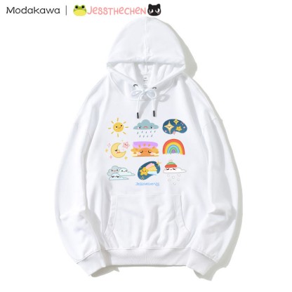 MODAKAWA X jessthechen – Lockerer Hoodie mit „Weather“-Print - White - 5XL - image 3