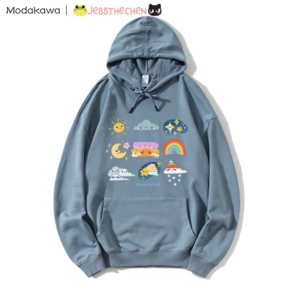 MODAKAWA X jessthechen – Lockerer Hoodie mit „Weather“-Print - Dusty Blue - 5XL - image 1