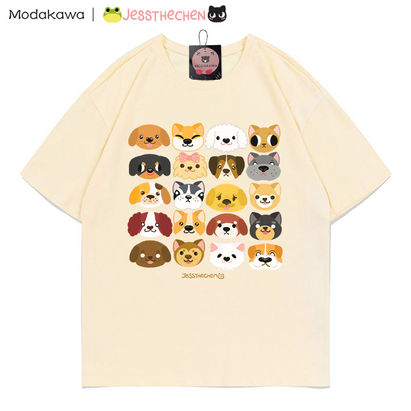 MODAKAWA X jessthechen Puppy Print Graffiti Style T-Shirt - Apricot - 5XL - image 2