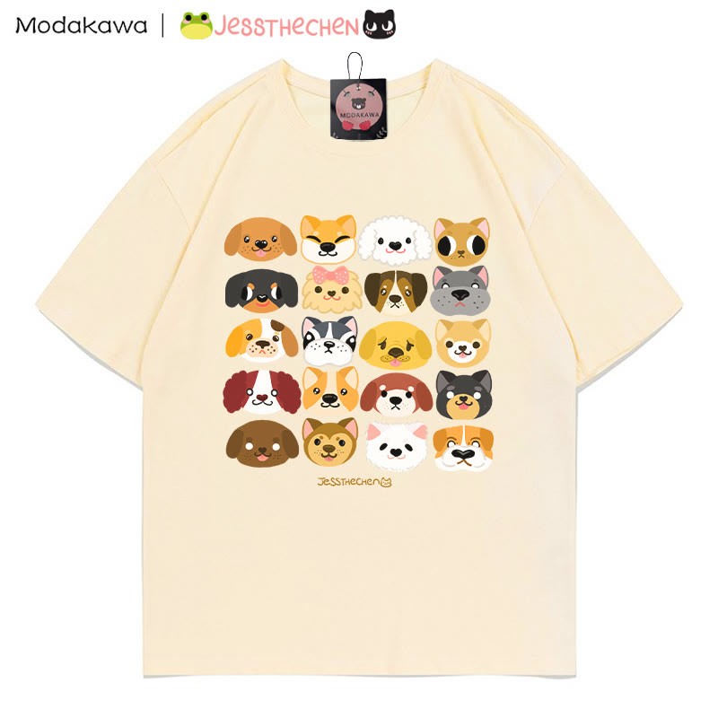 MODAKAWA X jessthechen Puppy Print Graffiti Style T-Shirt - Apricot - 5XL - image 2