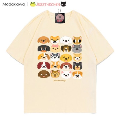 MODAKAWA X jessthechen Puppy Print Graffiti Style T-Shirt - Apricot - 5XL - image 2