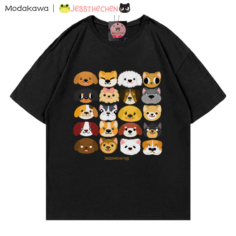 MODAKAWA X jessthechen Puppy Print Graffiti Style T-Shirt - Black - 5XL - image 1