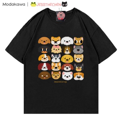 MODAKAWA X jessthechen Puppy Print Graffiti Style T-Shirt - Black - 5XL - image 1