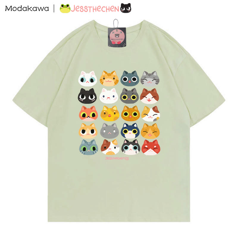 MODAKAWA X jessthechen Kitty Print T-Shirt - Green - 5XL - image 1