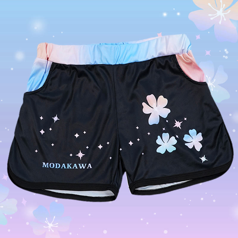 Modakawa Shorts mit Farbverlauf, Blumen-, Sternen- und Buchstabenprint - Black - 5XL - image 1