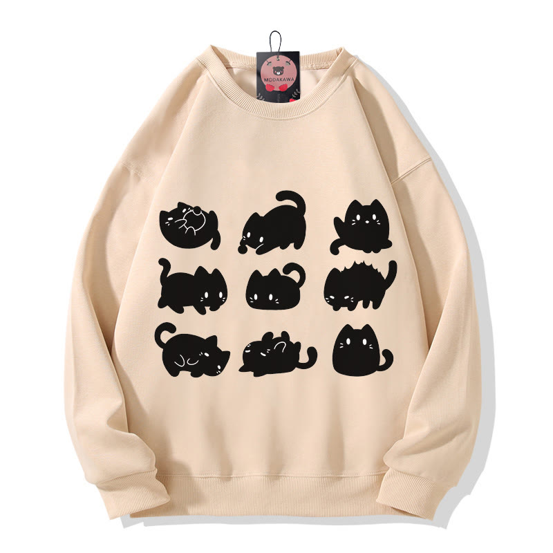 Modakawa Schwarzes Plüsch-Sweatshirt mit Katzenmotiv und Rundhalsausschnitt - Apricot B - 3XL - image 2