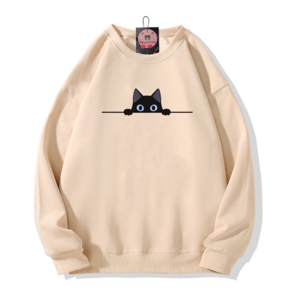 Modakawa Sweatshirt mit Katzenmotiv und Rundhalsausschnitt - Apricot B - 3XL - image 2