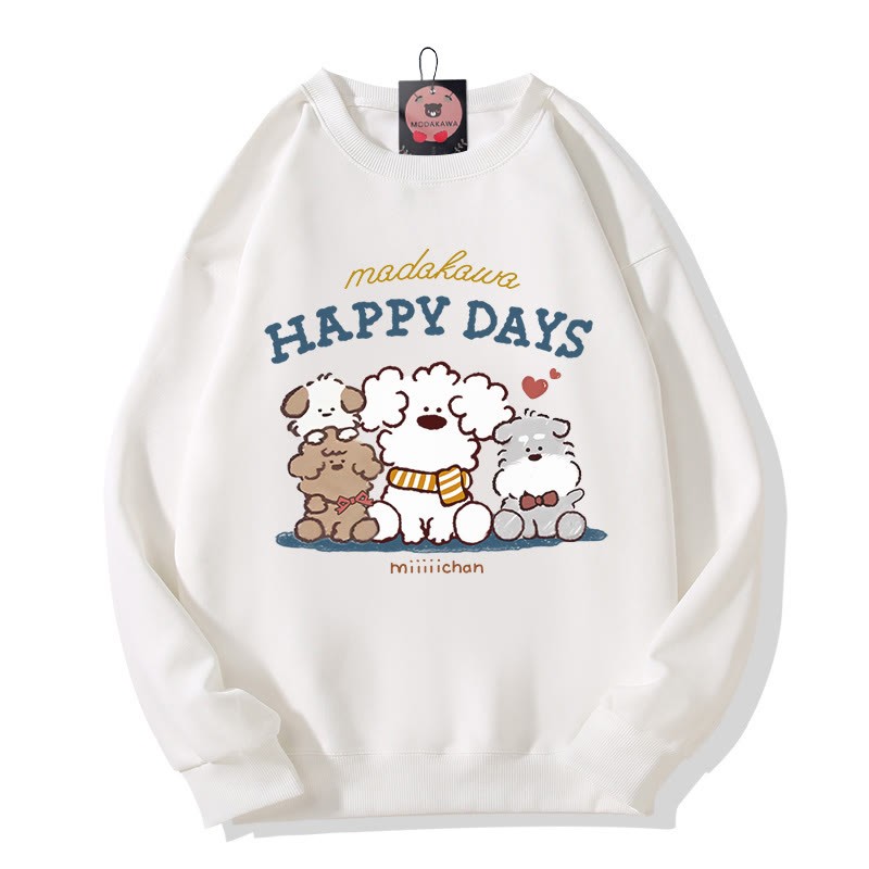 Modakawa Sweatshirt mit Welpen-Buchstabenprint und Rundhalsausschnitt - White - 5XL - image 3