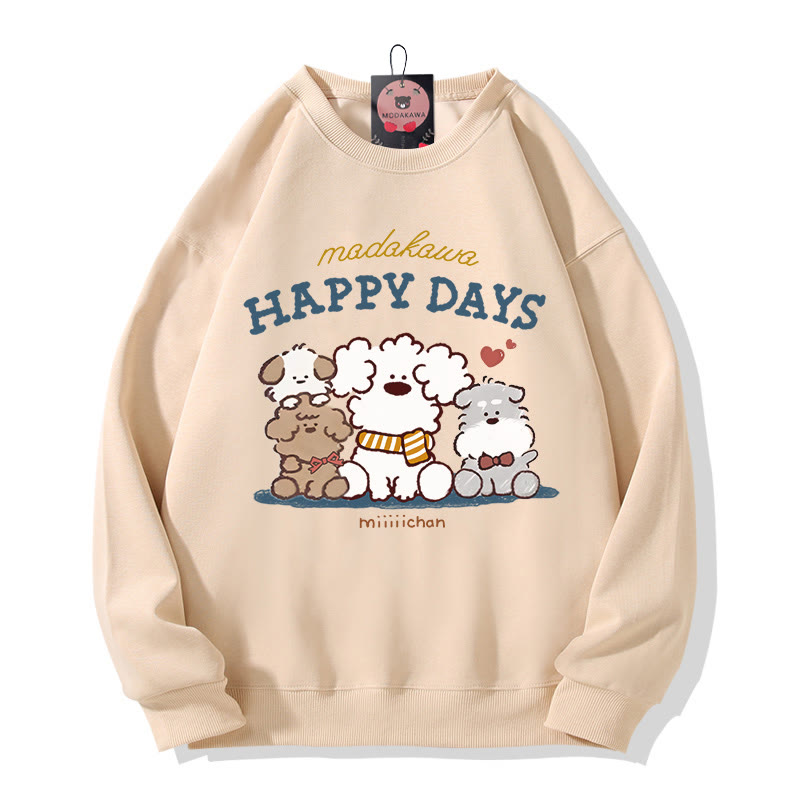 Modakawa Sweatshirt mit Welpen-Buchstabenprint und Rundhalsausschnitt - Apricot B - 5XL - image 2