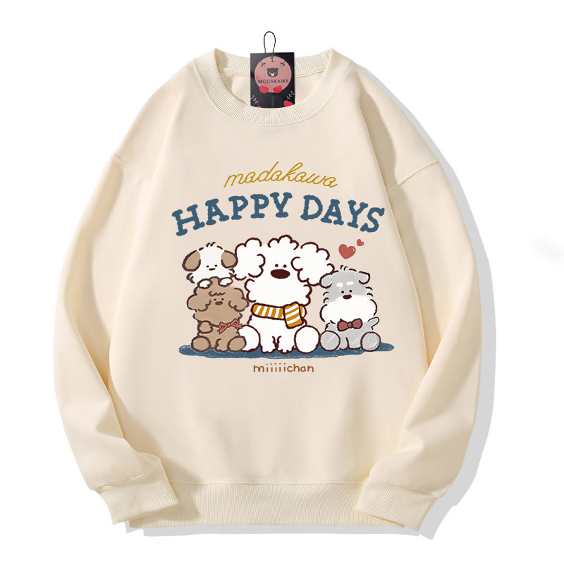 Modakawa Sweatshirt mit Welpen-Buchstabenprint und Rundhalsausschnitt - Apricot A - 5XL - image 1