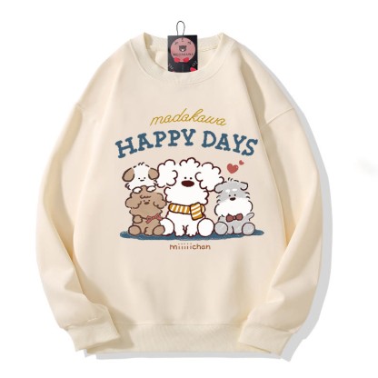 Modakawa Sweatshirt mit Welpen-Buchstabenprint und Rundhalsausschnitt - Apricot A - 5XL - image 1