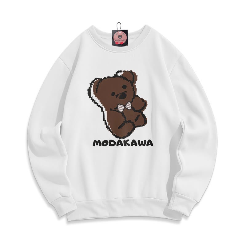Modakawa Sweatshirt aus Baumwolle mit Bärenprint und Rundhalsausschnitt - White - 5XL - image 2
