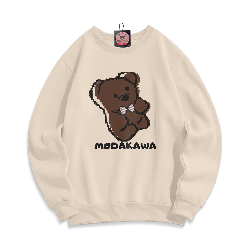 Modakawa Sweatshirt aus Baumwolle mit Bärenprint und Rundhalsausschnitt - Apricot - 5XL - image 1