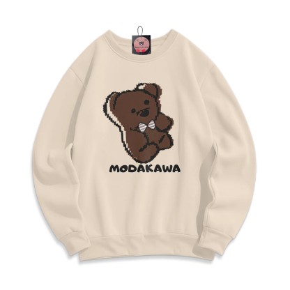 Modakawa Sweatshirt aus Baumwolle mit Bärenprint und Rundhalsausschnitt - Apricot - 5XL - image 1