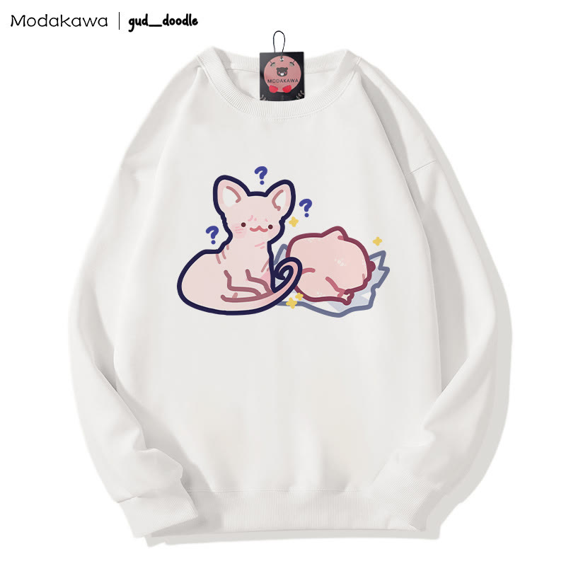 MODAKAWA X gud_doodle Kitty Chicken Print Rundhals-Sweatshirt - White - 3XL - image 4