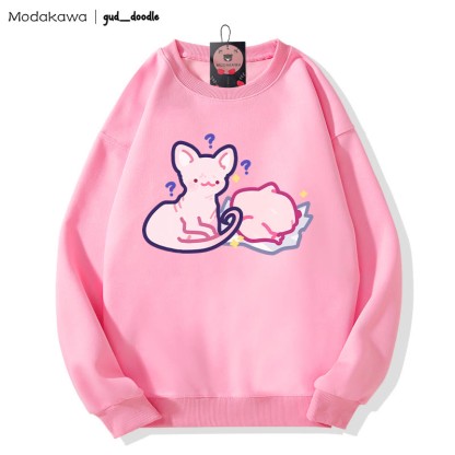 MODAKAWA X gud_doodle Kitty Chicken Print Rundhals-Sweatshirt - Pink - 3XL - image 6