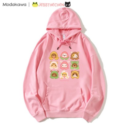 MODAKAWA X jessthechen – Lockerer Hoodie mit Tiermuster - Pink - 5XL - image 2