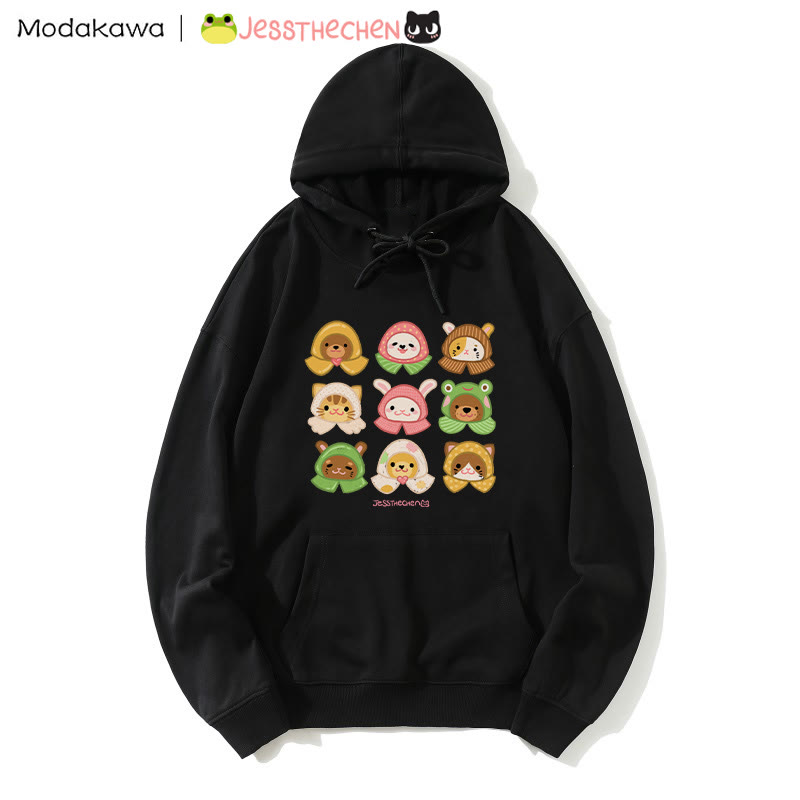 MODAKAWA X jessthechen – Lockerer Hoodie mit Tiermuster - Black - 5XL - image 1
