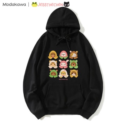 MODAKAWA X jessthechen – Lockerer Hoodie mit Tiermuster - Black - 5XL - image 1