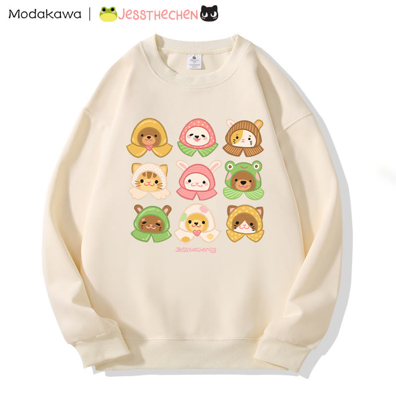 MODAKAWA X jessthechen Sweatshirt mit Tierprint im Graffiti-Stil und Rundhalsausschnitt - Apricot - 3XL - image 1