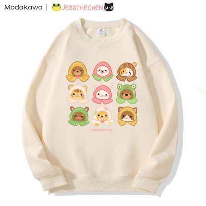 MODAKAWA X jessthechen Sweatshirt mit Tierprint im Graffiti-Stil und Rundhalsausschnitt - Apricot - 3XL - image 1